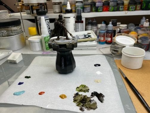 Oil Painting the Star Wars "Mandalorian" Alla Prima - how to paint a 3D printed resin model with oil paint - speed painting miniatures with oils - preglazing