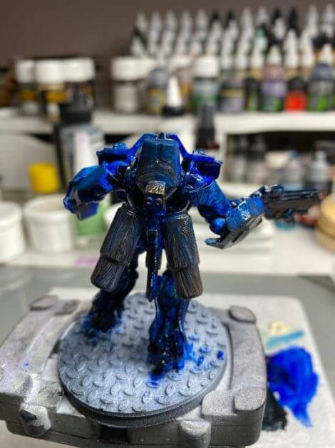 Oil Painting Tutorial for an Infinity Miniature (Step-by-Step) - Infinity miniature painting tutorial - how to paint infinity miniature TAG - painting a TAG model - panoceania miniature painting - infinity gradient paint technique - blending oil paint - Jotum miniature - blending oils