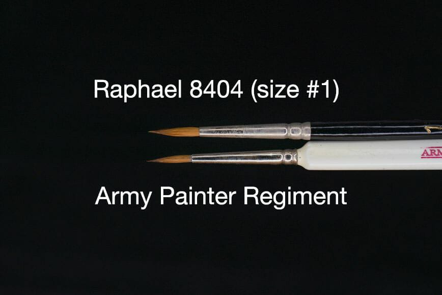 The Army Painter Wargamer "Regiment" Brush Review for Miniatures - Brush Review of the Army Painter Wargamer Regiment for Painting Miniatures and Models - Regiment Brush Review for miniature painting - Best Army Painter brush for miniatures and models - Regiment brush for painting warhammer 40k and other tabletop wargaming miniatures - Raphael 8404 vs Regiment