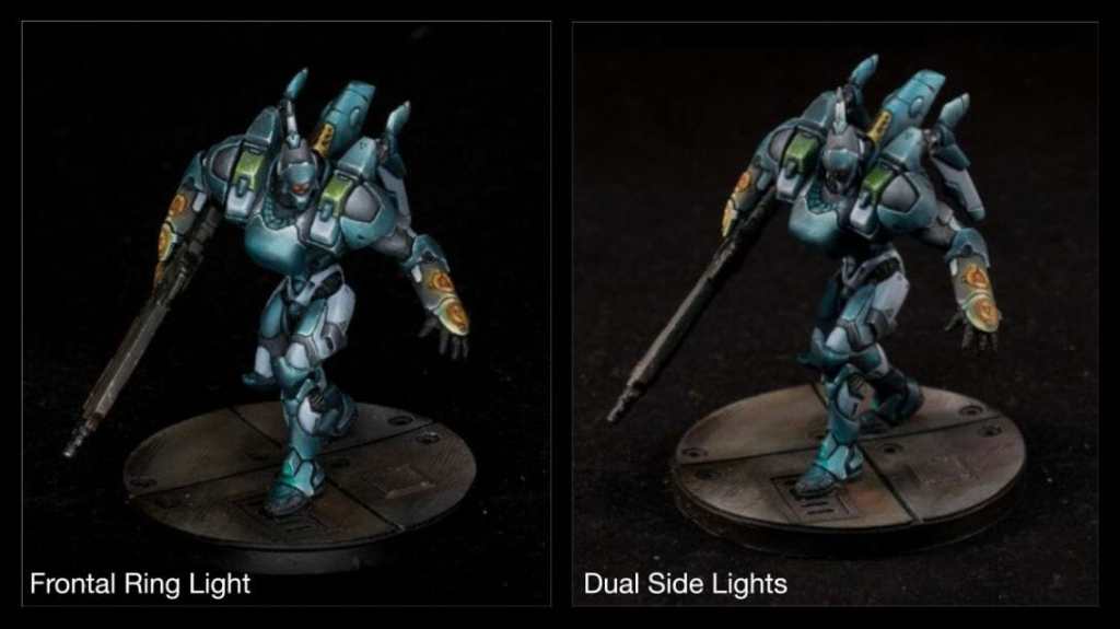 Lighting Guide for Miniature Photography (Reference and Tips) - proper lighting for miniature photography -  dual side lights on different models cutter tag infinity miniature 