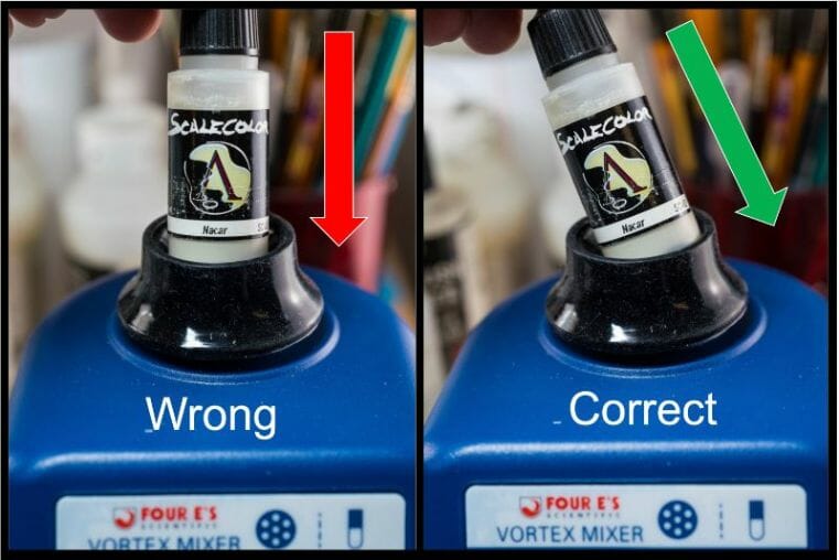 Vortex model paint mixer review - Four E's scientific laboratory vortex mixer - vortexer review for miniature paint - how to use a model paint vortex mixer - tips and review for vortex mixers for miniature and model paint - guide tips for vortex mixing model paint - side by side use