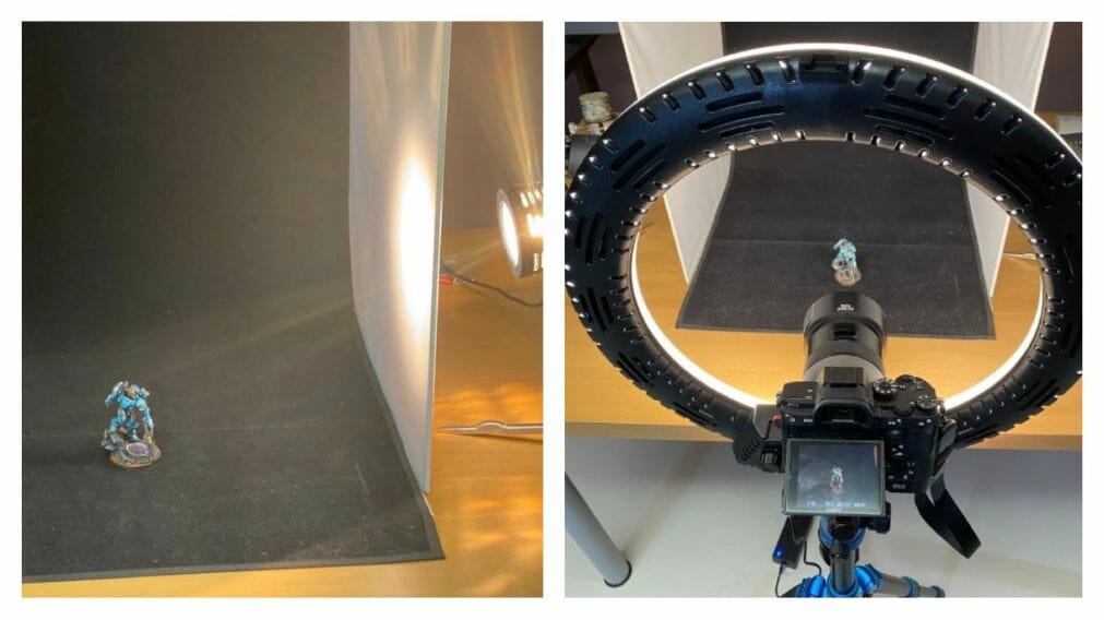 Comparison of side lighting versus LED ring light for photographing miniatures