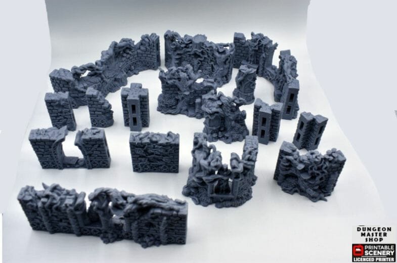 Best tabletop terrain on Etsy – Warhammer terrain – wargaming terrain – cool modular tabletop terrain – DIY wargaming terrain for 28mm games – RPG gaming terrain on Etsy - elven ruins