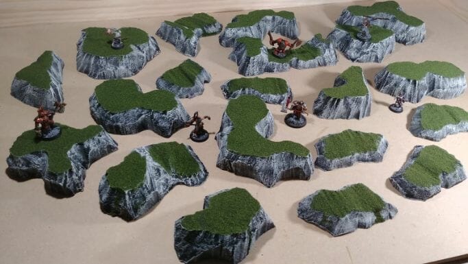WARGAME Terrain Scenery Stackable Set X 3 Grassy land Handcrafted CUSTOM BUILD
