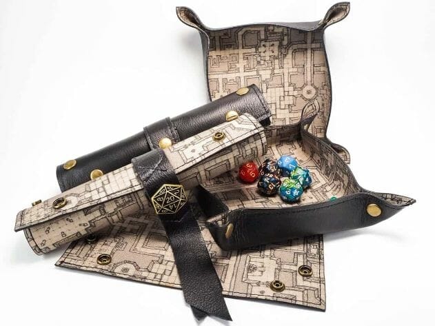 Dice tray dnd Dungeons and dragons Leather dice tray Dnd dice tray Dice tray Dice bag