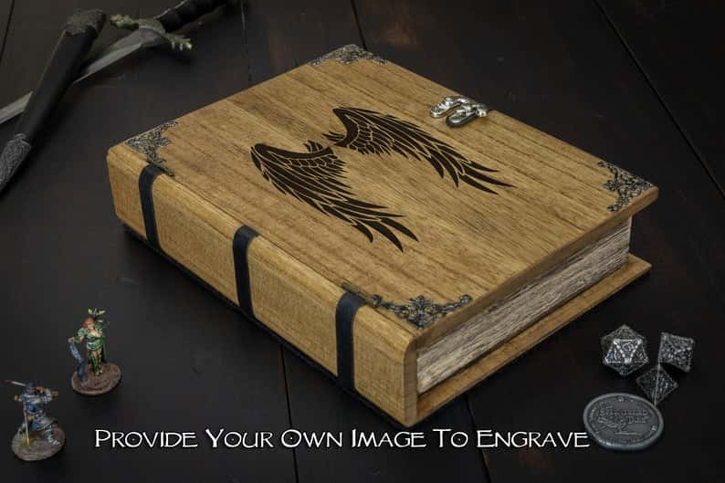 Custom Dice Trays for RPGS - custom dice tray for dnd - dungeons and dragons - custom dice rolling tray - customized dice trays - personalized custom dice trays for tabletop games and board gamers - spellbook dice box and tray