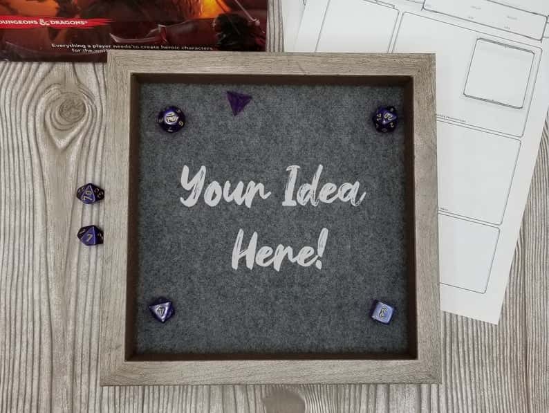 Custom Dice Trays for RPGS - custom dice tray for dnd - dungeons and dragons - custom dice rolling tray - customized dice trays - personalized custom dice trays for tabletop games and board gamers - personalized dice tray with font