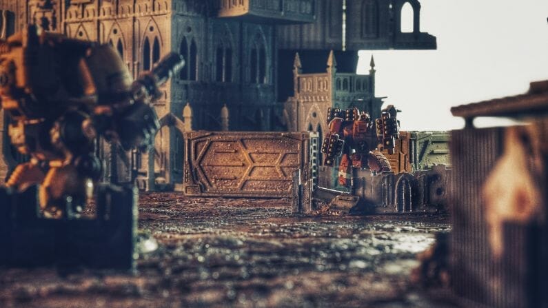 Pros and Cons of a Lightbox - How to Take Better Miniature Photos Without a Lightbox - Tips for Taking Better Pictures of Miniatures and Minis Without a Photobox studio - tips for hobby photography - miniature photography - Tau broadside battlesuit encounter
