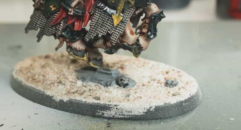 Miniature Basing Materials for Model Hobby Projects (Tips and Review) - best basing material for miniatures and models - Miniature Basing Materials for Model Hobby Projects (Tips and Review) - Sand applied to model base