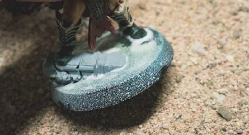 Basing Miniatures with Sand (Quick Method) - how to base miniatures with sand - sand basing models - realistic bases for miniatures - dipping miniature base into sand flock material