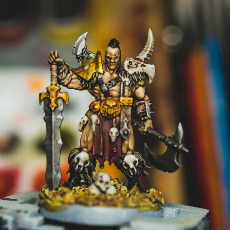 Barbarian fantasy miniature figure painted and primed for tabletop gaming – example of best spray primer results for miniatures and models