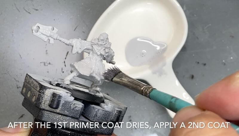 Brush on primer for miniatures how to - how to use brush on surface primer for models - priming miniatures and models with a brush - tutorial for brushing on primer for miniatures without losing detail - primer coat two