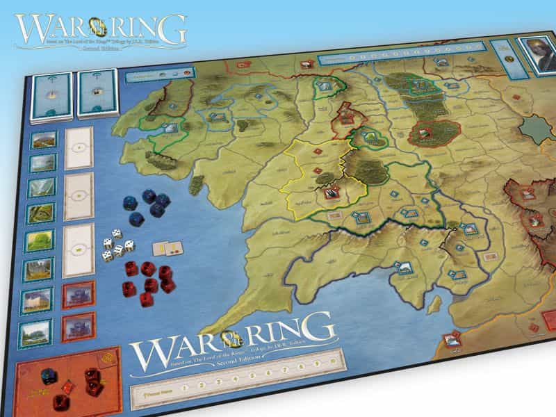 War of the Ring 2nd Edition Board Game Review - Lord of the Ring games - Middle Earth Map in War of the Ring Board game