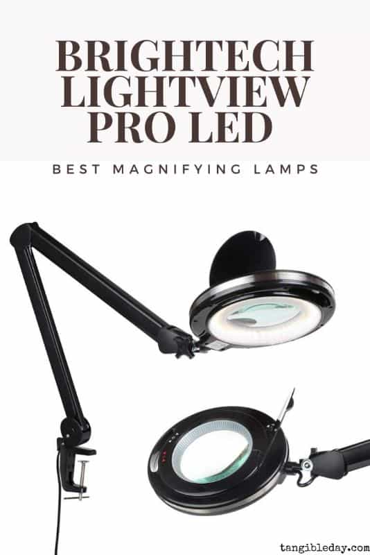 Swing-arm desk magnifier lamp with 5-inch glass lens
