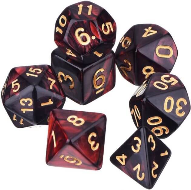 The Best D&D Dice Sets for Every Budget: 15 Cool Dice for RPGs - cool dnd dice - d20 dice for RPGs - best dice for D&D - dice for dungeons and dragons - burgundy resin