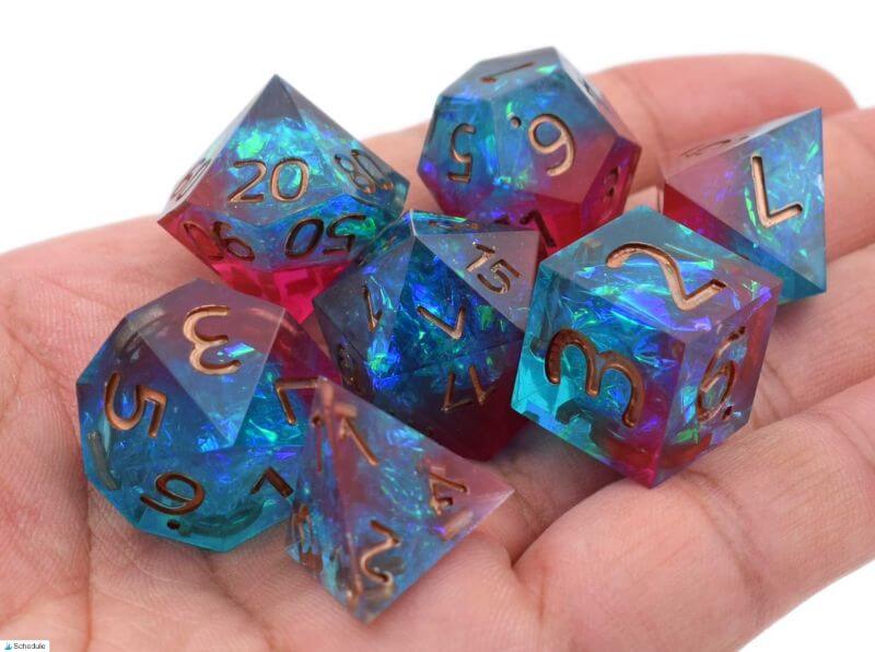 The Best D&D Dice Sets for Every Budget: 15 Cool Dice for RPGs - cool dnd dice - d20 dice for RPGs - best dice for D&D - dice for dungeons and dragons - blue gem dice