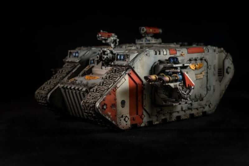 Three creative ways to use varnishes on painted miniatures - miniature painting varnish use - fun ways to use clear coat varnishes on miniatures and models - Grey Knight Landraider with color modulation effects