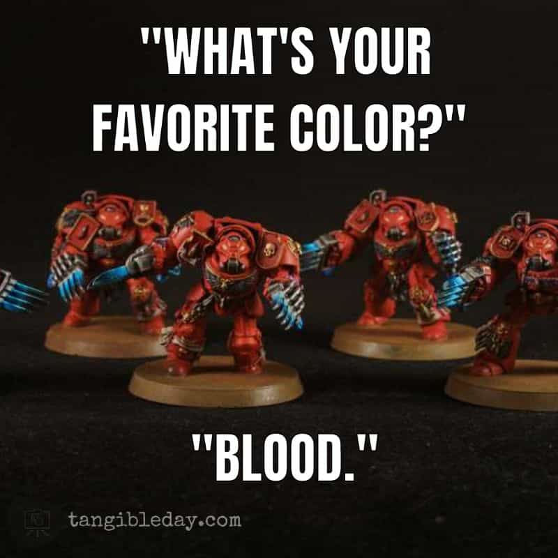 My Favorite Way to Choose a Color Scheme for Miniatures - color psychology - color harmony - colour theory in miniature painting - blood favorite color