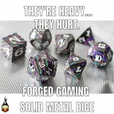 Full metal dice for rpg games - polyhedral dice for dnd and tabletop gaming - forged gaming dice sets