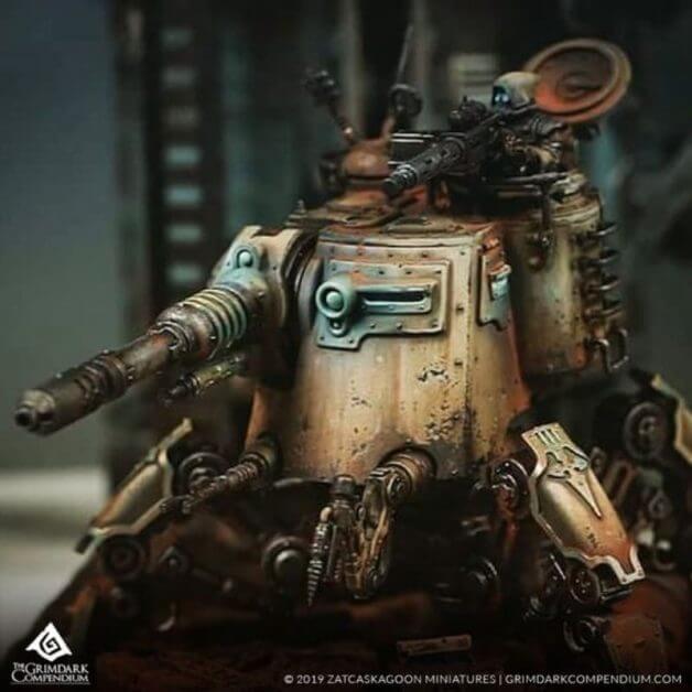 How to choose a paint color scheme for miniatures - grimdark mechanicus model example