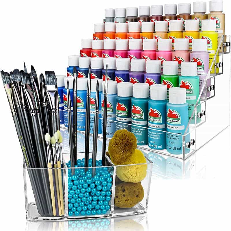 PLYDOLEX Modular Paint Tube Organizer for 52 Bottles and 22 Brushes