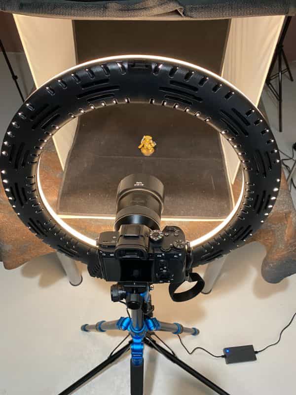 Sandmarc wireless LED Ring light review - best portable ring light for content creation - photographing miniatures in a light box using a dedicated camera and ring light