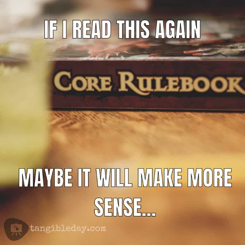 SMONEX Dice Tower Review - Meme for pathfinder core rulebook with close up