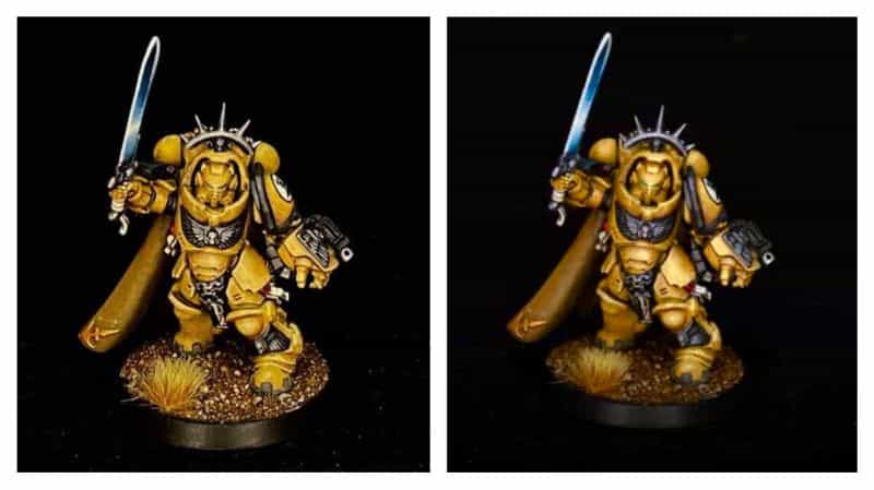 How to Photograph Miniatures with a Black Background (Guide) - how to capture miniature photos with pure black backdrops - infinite black backgrounds in miniature and model photography - guide for pure black background miniature photography - side by side comparison of iphone and digital camera photography