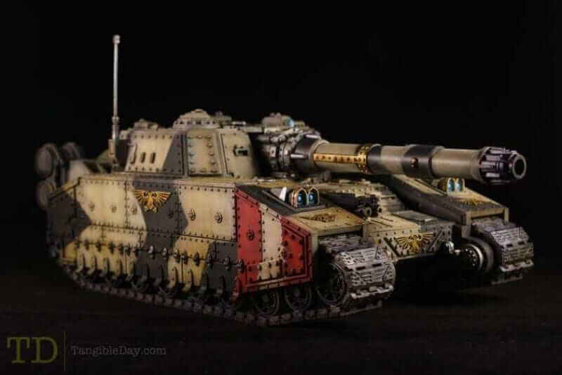 How to Paint Model Tanks (8 Basic Steps) - painting tanks - how to paint model tanks - Astra militarium stormblade tank from warhammer 40k painted with a desert scheme