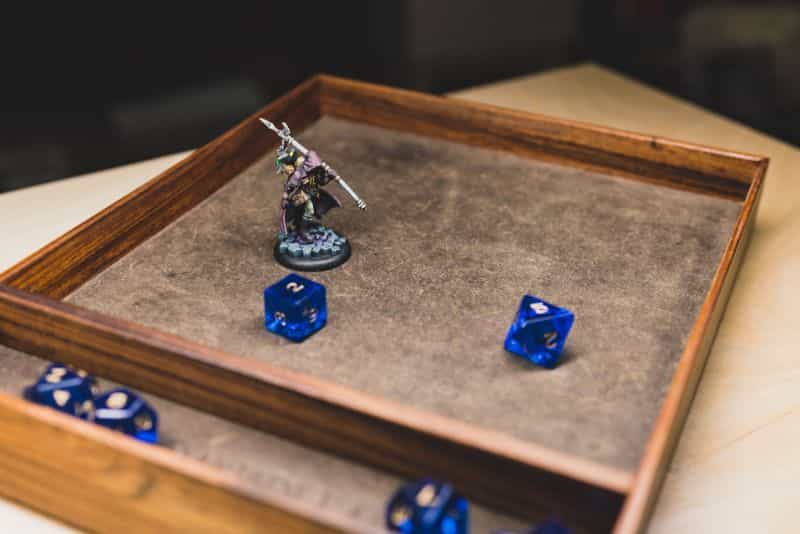 Is a Dice Tray Worth it? The Ultimate Dice Tray Guide - are dice trays worth it? - What you need to know about dice trays - Wymrood dice tray with rpg mini 
