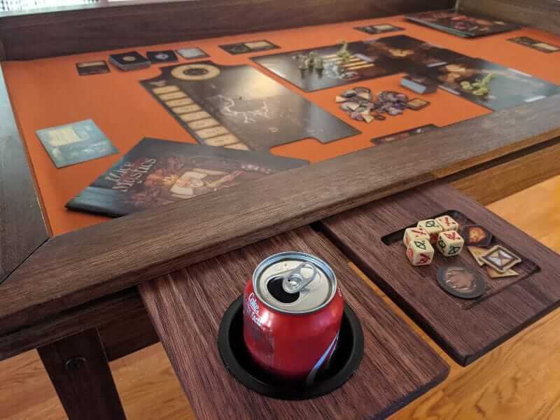 Elevate Your Tabletop Gaming Experience with a Board Game Dining Room Table (Editorial) - cup holders and dice trays built into a dedicated gaming tabletop