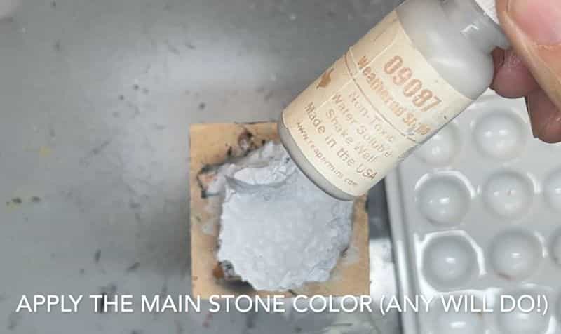 How to paint stone bases for miniatures - stone miniature bases - painting resin bases - how to paint resin miniature bases - stone base with OSL - grey stone paint 