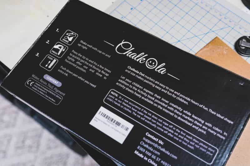 "Chalkola Dot Markers" for Creative Little Kids (Review) - ink marker review for kids - dot markers for little children - back of box