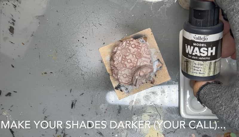 How to paint stone bases for miniatures - stone miniature bases - painting resin bases - how to paint resin miniature bases - stone base with OSL - use black wash