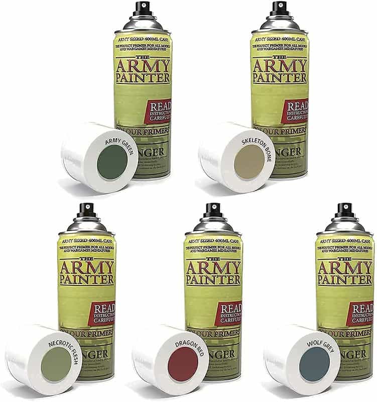 Does Primer Color Matter? Should You Use Color Primers? - Army Painter colored sprays 