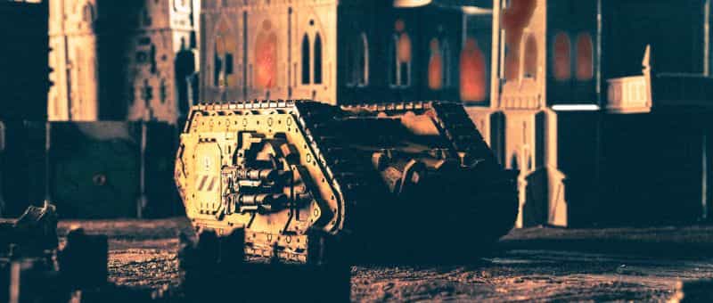 Realistic looking tank in battle - grimdark 40k fantasy