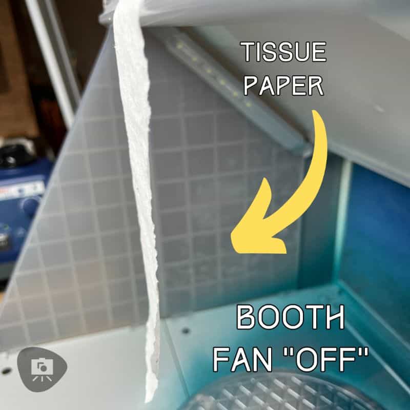 How to Use an Airbrush Spray Booth for Painting Miniatures (Guide) - how to use a spray booth for airbrushing miniatures and models - hobby spray booth tips - tissue paper fan test