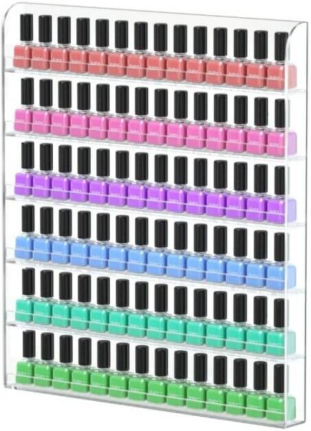 Wall mounted paint rack and organizer - best wall mounted paint rack - paint racks for walls - nail polish bottle acrylic rack