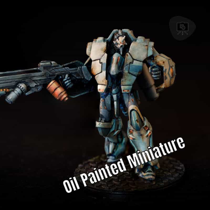 Miniature Paint Brush Care Tutorial - how to care for brushes for miniature painting - An Oil painted miniature from Corvus Belli, the Jotum TAG from the Panoceania faction