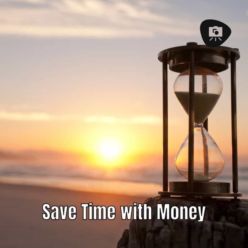 banner with text "save time with money"