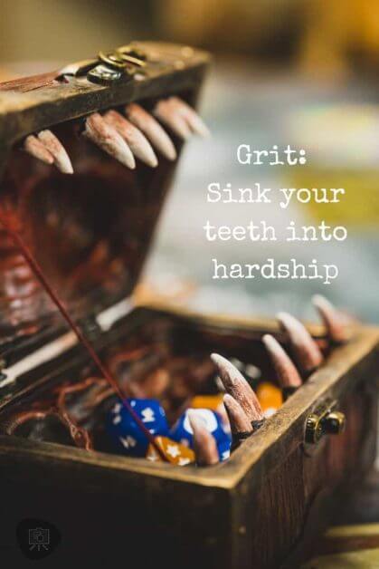 How Grit Helps With Miniature Painting: Are You Gritty? - how to improve your ability to endure hardship in art and painting - grit mimic chest with teeth and dice