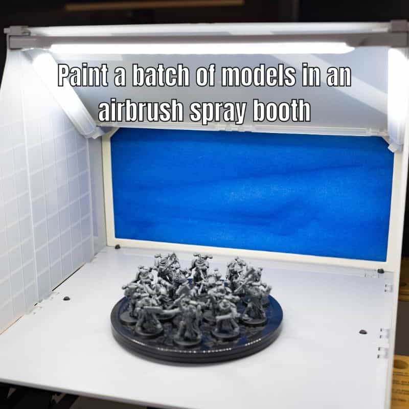 Top 10 Spray Booths for Airbrushing Miniatures and Models - painting batches of models in a spray booth paint fume extractor