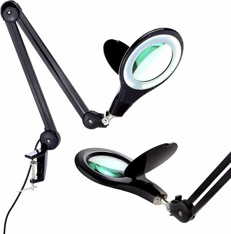 DSY 8 Times Desktop Glass with lamp Old People Reading Mirror LED Glass high Magnification Glass Optical Glass Lens 8-10 Times Magnifier for Reading
