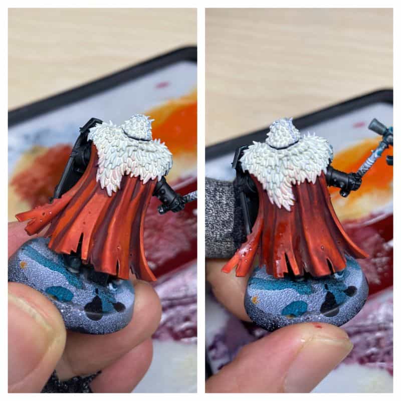 Is Miniature Painting Difficult? - ways to overcome miniature painting difficulties - is it hard to get started painting miniatures? - blending color on a cloak model