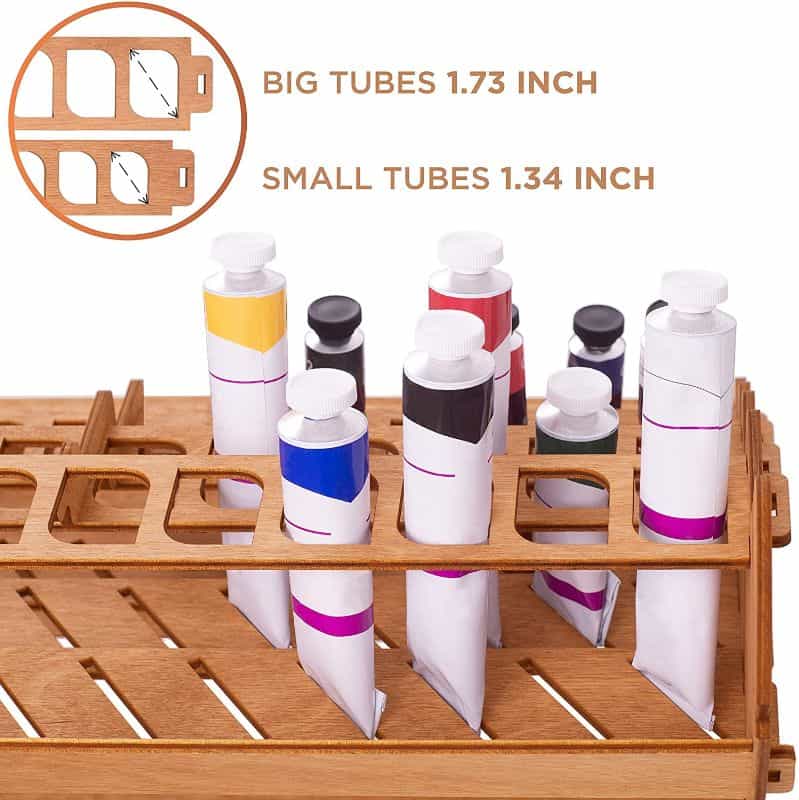 Best Paint Tube Rack? Plydolex Tube Organizer and Storage (Review) - small tubes and big tubes fit in the rack 