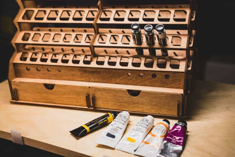 Best Paint Tube Rack? Plydolex Tube Organizer and Storage (Review) - in use plydolex rack