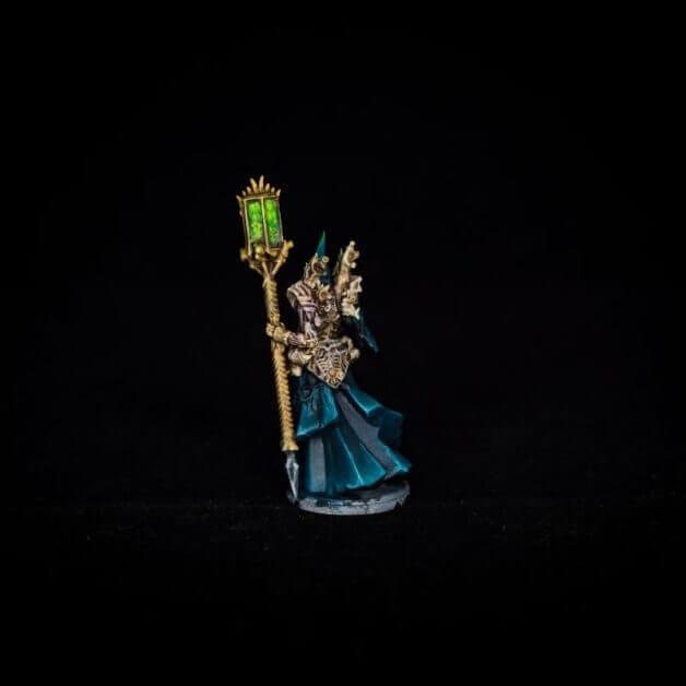 How to Paint the "Pheromancer" Conquest Miniature (Low Stress Method) - painting with washes - how to paint with less stress - conquest the last argument of kings - back studio shot black background