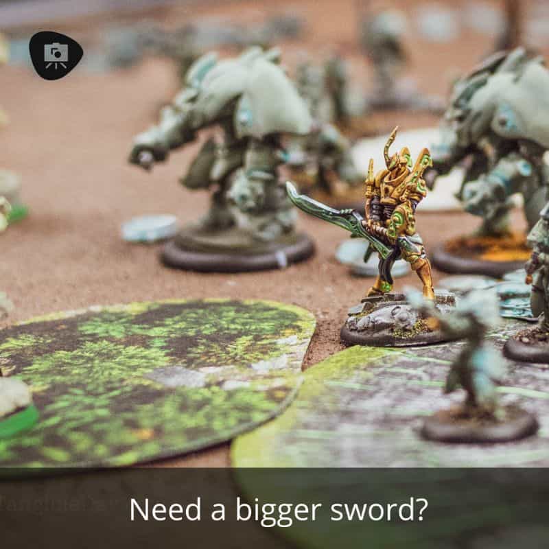 Why I Enjoy Tabletop Miniature Wargaming - tabletop games better than video games - reasons I enjoy wargaming with miniatures - need a bigger sword model retribution of scyrah