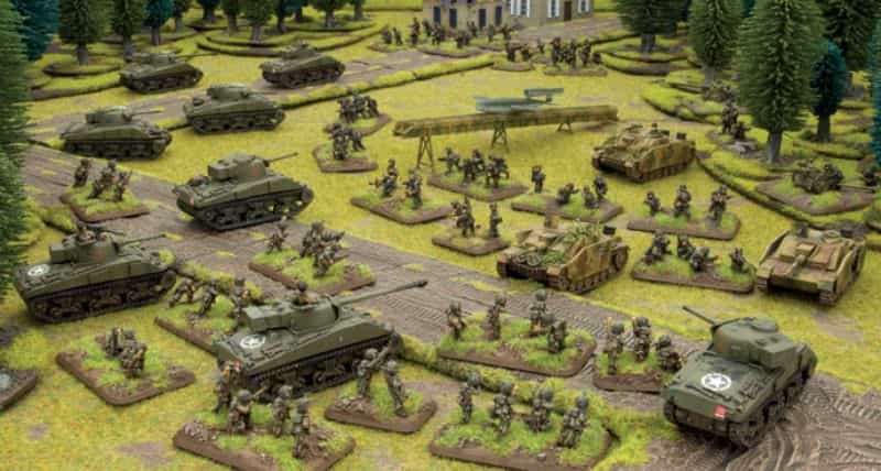 Best tabletop miniature games - Miniature wargaming - what is tabletop wargaming - popular wargames with miniatures - flames of war (FOW) game in progress with American historical miniatures