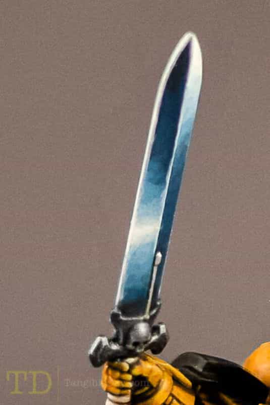 Understanding Acrylic Paint for Miniature Hobbies: Uses, Types, and Best Picks (Guide) - What is acrylic paint, its uses, and best types - NMM nonmetallic metal sword painted with graduation or gradients of acrylic color